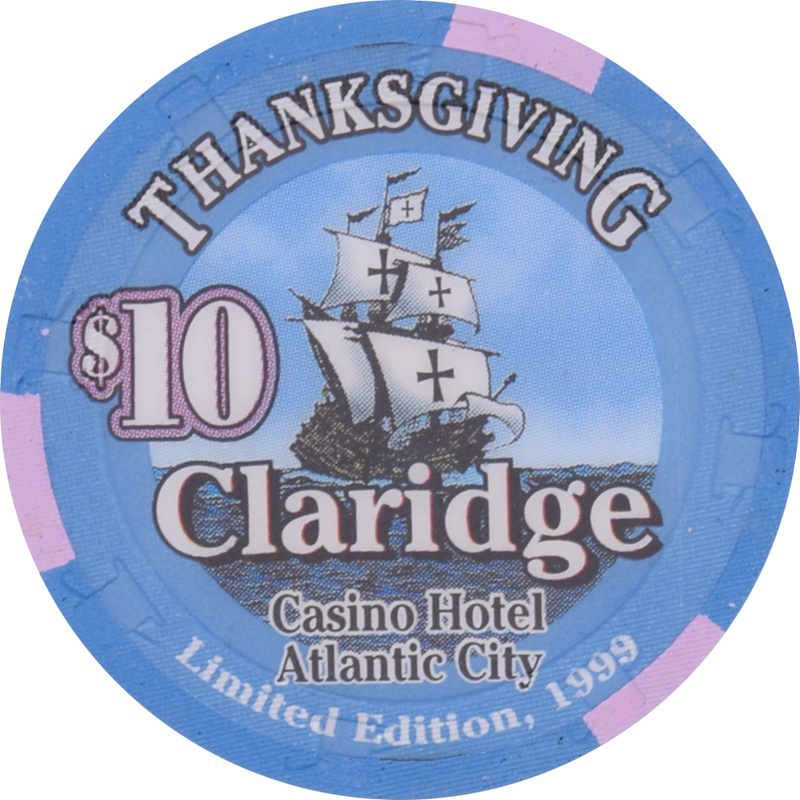 Claridge Casino Atlantic City New Jersey $10 Thanksgiving Chip 1999