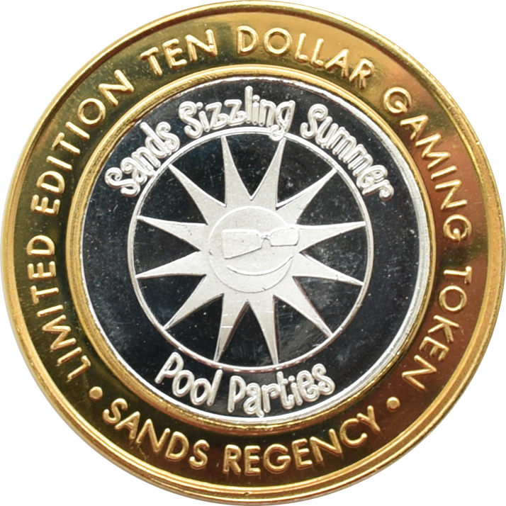 Sands Casino Reno Nevada "Sun-Sands Sizzling Summer" $10 Silver Strike .999 Fine Silver 2005