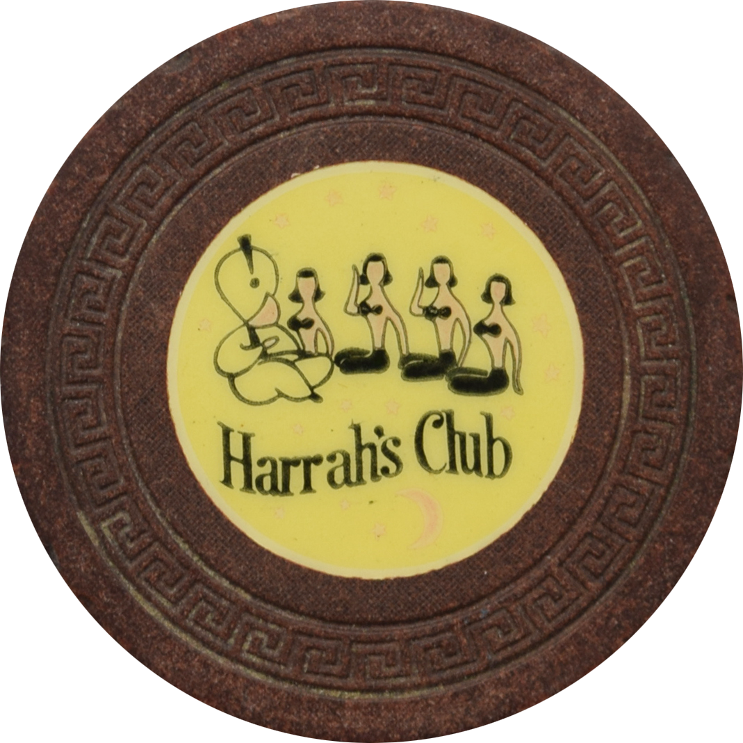 Harrah's Casino Reno & Lake Tahoe Nevada Brown Yellow Inlay Roulette Chip 1958