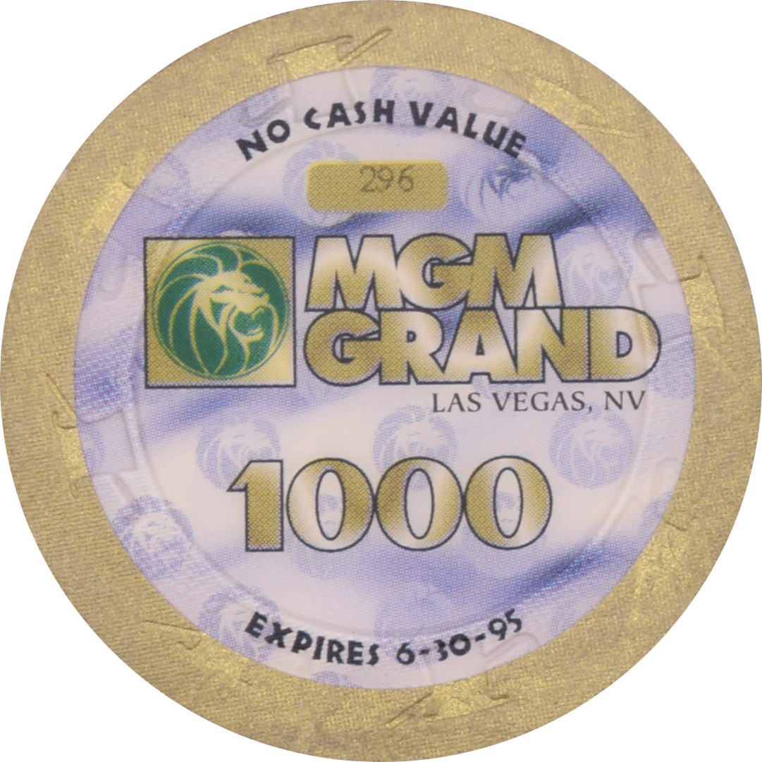 MGM Grand Casino Las Vegas Nevada $1000 Metallic Gold NCV 43mm Chip 1995