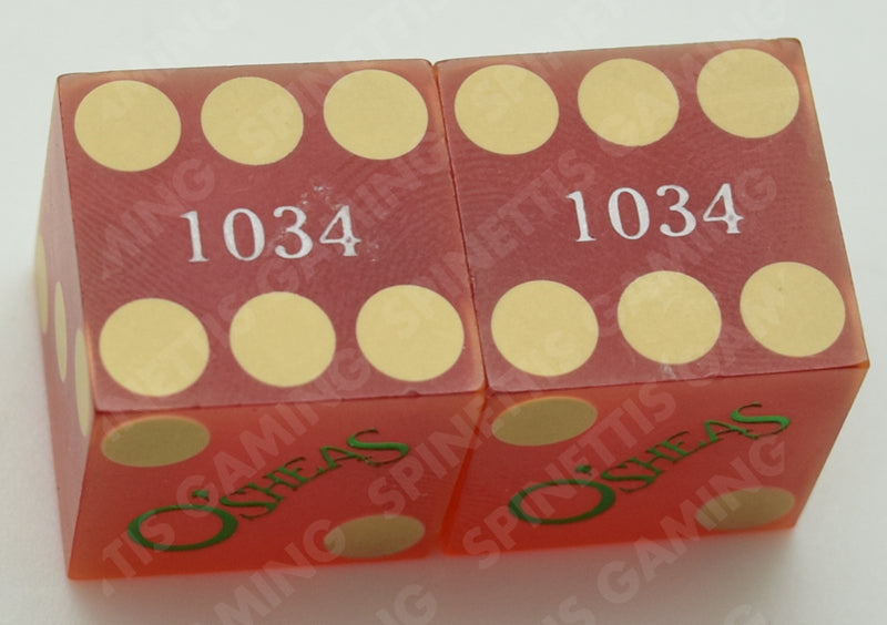 O'Sheas Casino Las Vegas Nevada Matching Number Pair of Dice