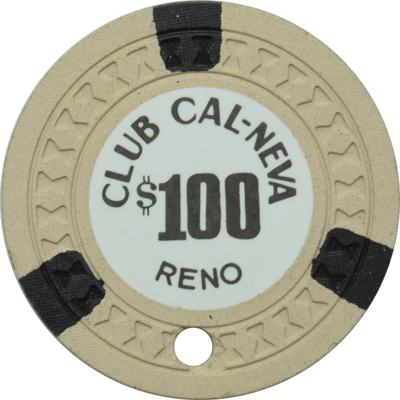 Club Cal-Neva Casino Reno Nevada $100 Cancelled Chip 1960s