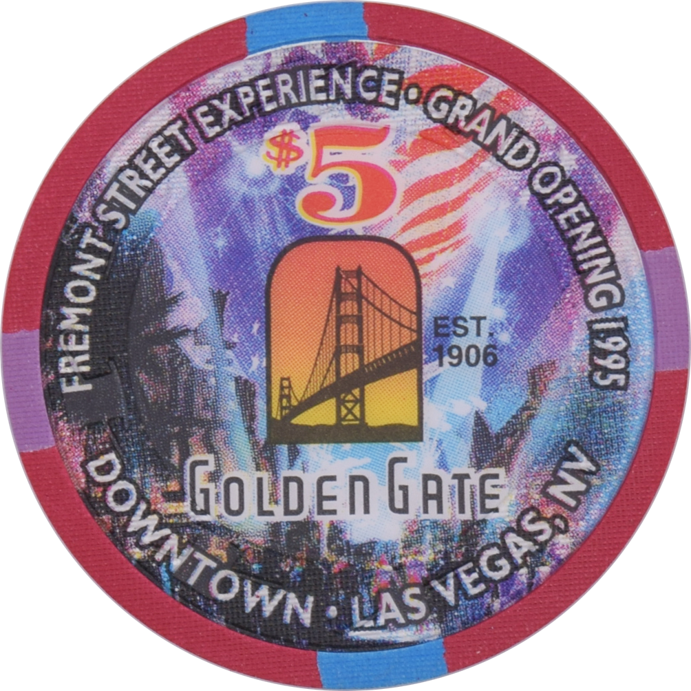 Golden Gate Casino Las Vegas Nevada $5 Fremont Street Experience Chip 1995