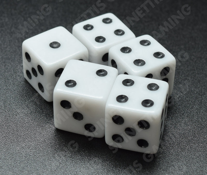 Set of 5 White Dice 15mm