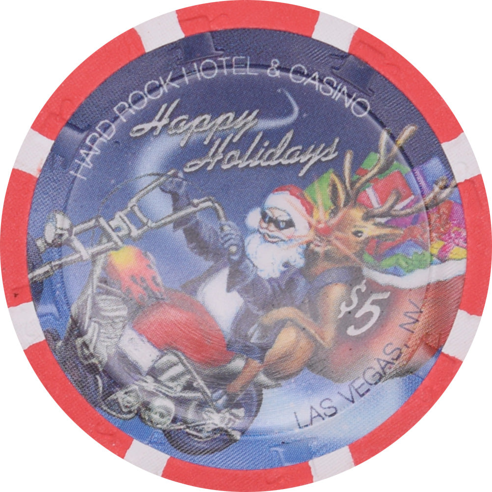 Hard Rock Casino Las Vegas Nevada $5 Christmas / Happy Holidays Chip 2008