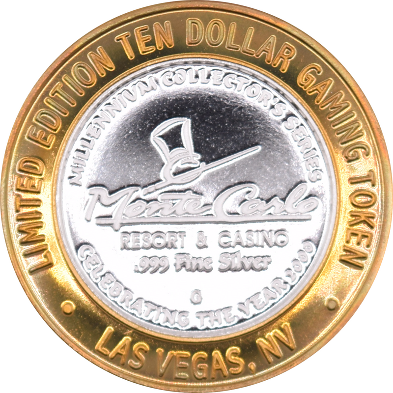 Monte Carlo Resort & Casino Las Vegas "Las Vegas Lites" $10 Silver Strike .999 Fine Silver 2000