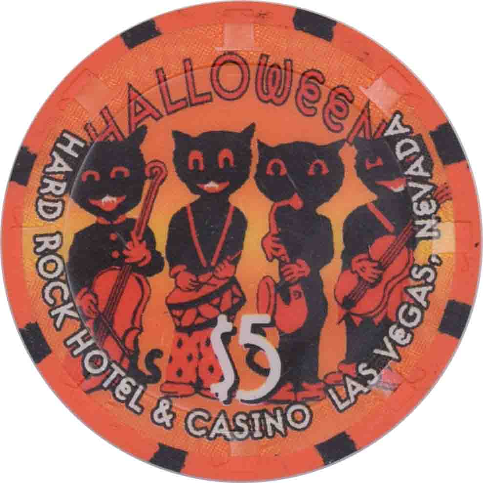 Hard Rock Casino Las Vegas Nevada $5 Halloween Chip 2003 (4 Cats)