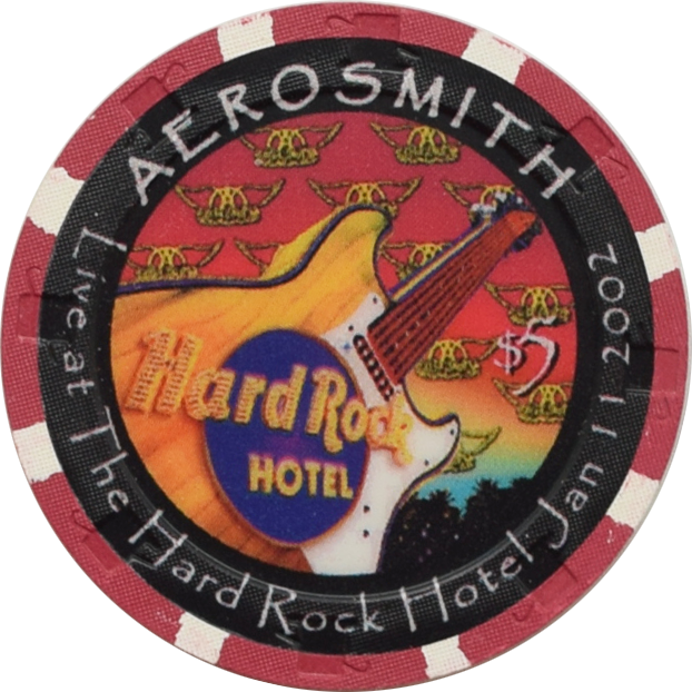 Hard Rock Casino Las Vegas Nevada $5 Aerosmith Chip 2002