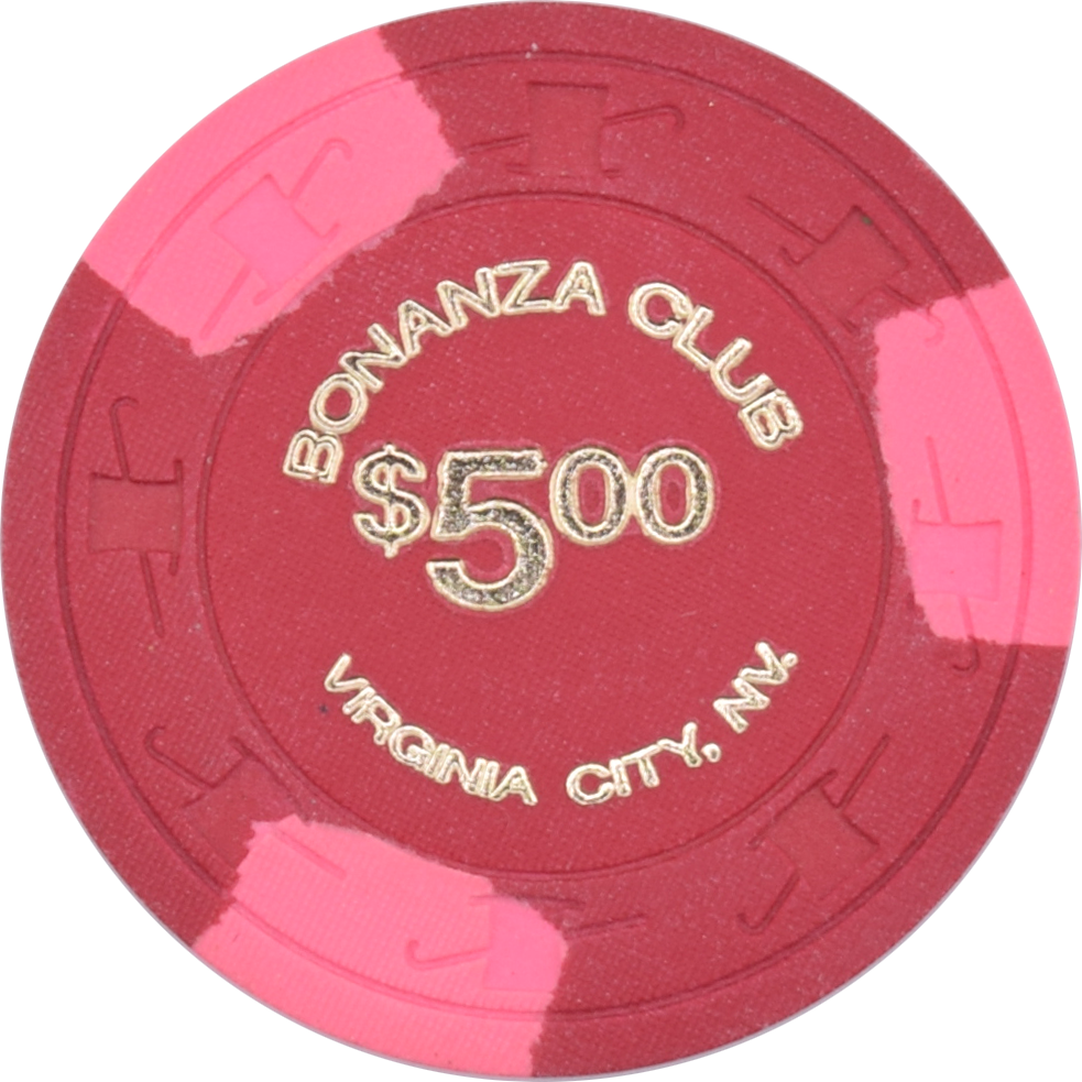 Bonanza Club Casino Virginia City Nevada $5 Chip 1973