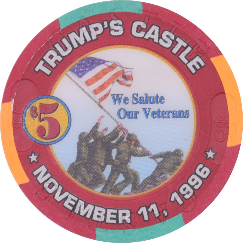 Trump's Castle Casino Atlantic City New Jersey $5 Veteran's Day Chip 1996