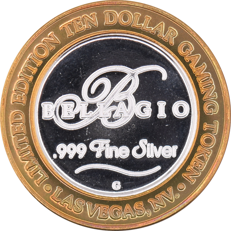 Bellagio Casino Las Vegas "Fountains" $10 Silver Strike .999 Fine Silver 1999