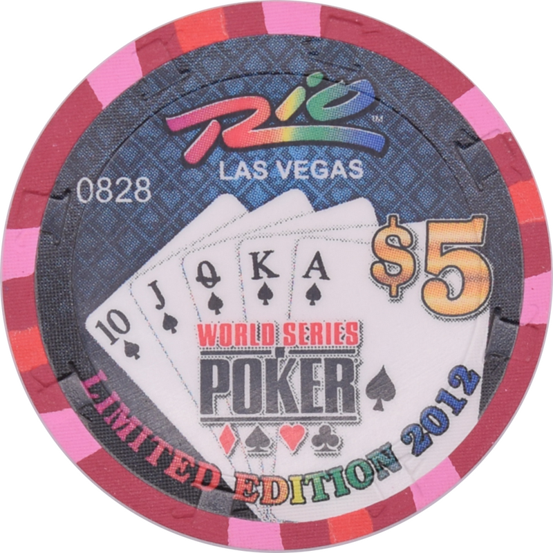 Rio Casino Las Vegas Nevada $5 WSOP Royal Flush Spades Chip 2012