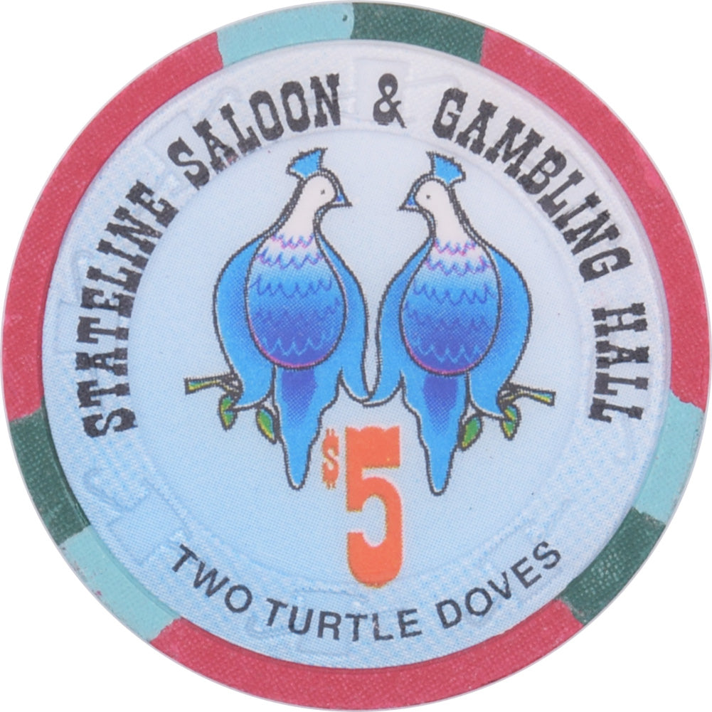 Stateline Saloon Casino Amargosa Valley Nevada $5 Two Turtle Doves Chip 1996