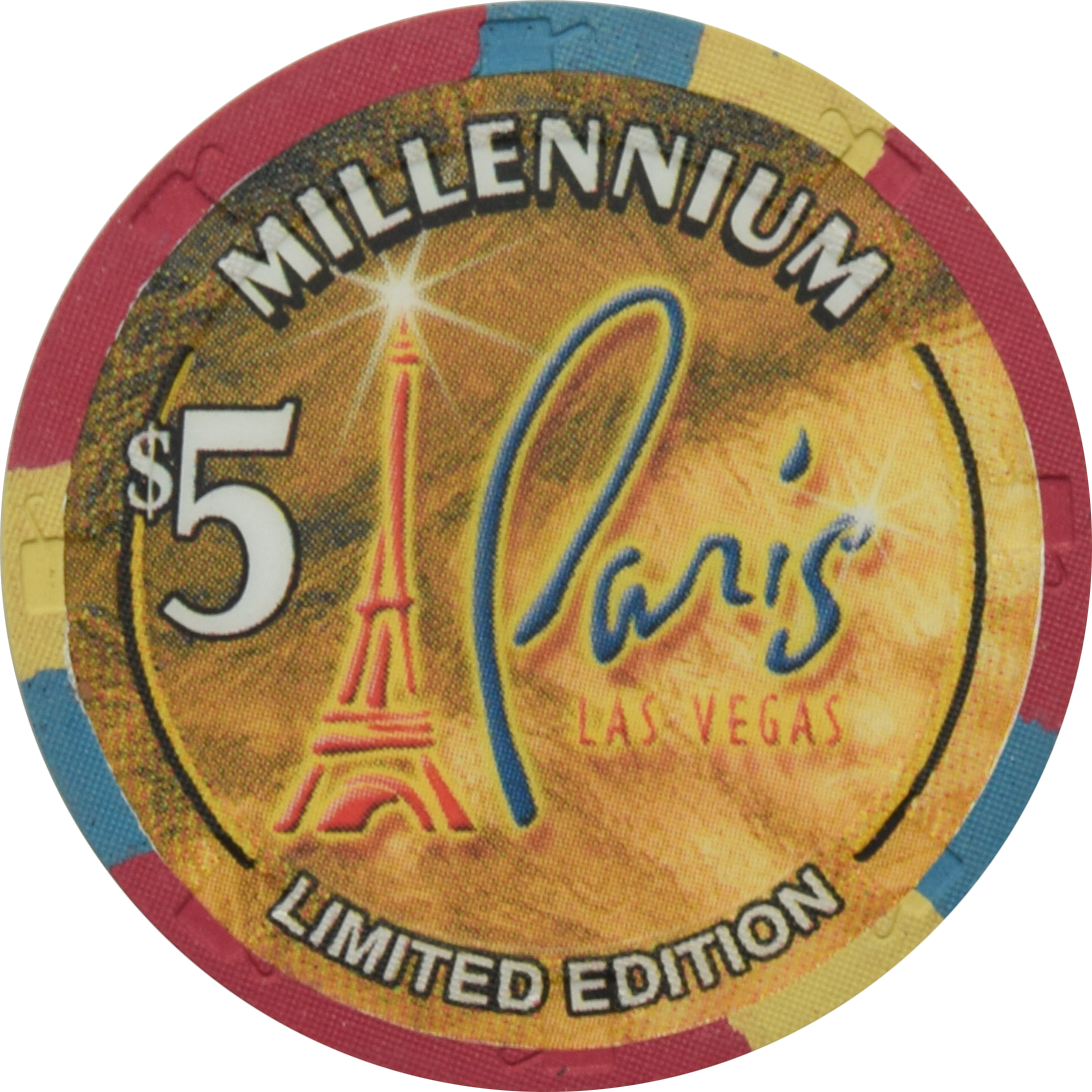 Paris Casino Las Vegas Nevada $5 Chip Millennium 1999