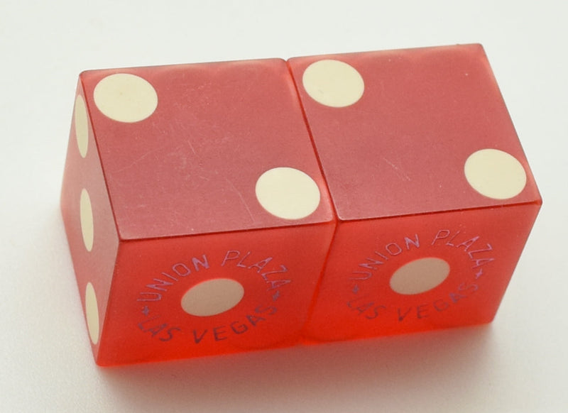 Union Plaza Casino Las Vegas Nevada Red Dice Pair Matching Numbers 1980's