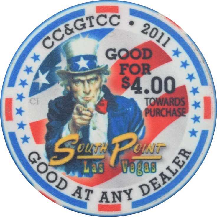 South Point Casino Las Vegas Nevada 19th CCGTCC Convention Good for $4 Towards Purchase Chip