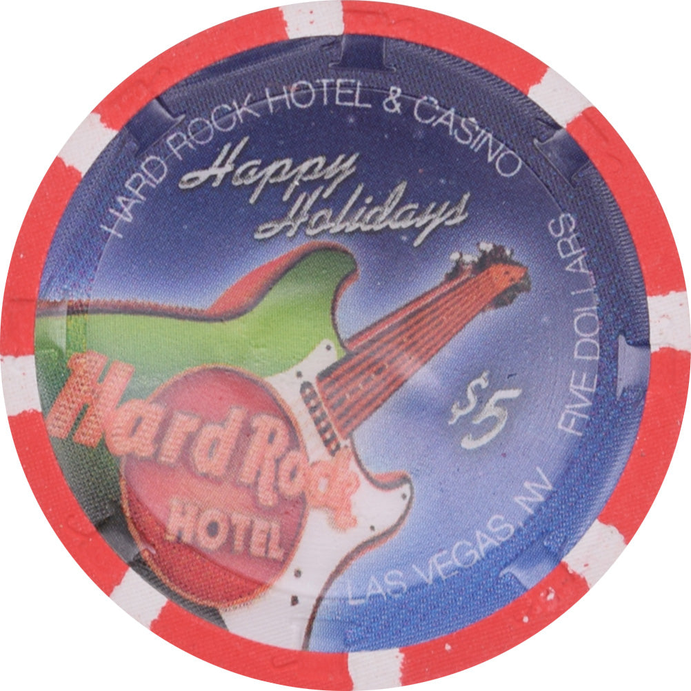 Hard Rock Casino Las Vegas Nevada $5 Christmas / Happy Holidays Chip 2008