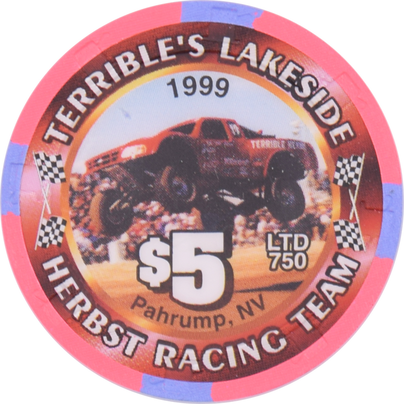 Terrible's Lakeside Casino Pahrump Nevada $5 Herbst Racing Team Chip 1999