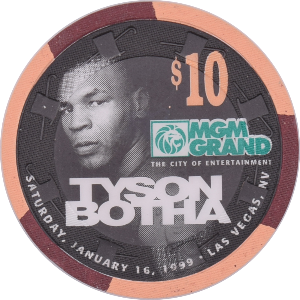 MGM Grand Casino Las Vegas Nevada $10 Botha vs Tyson Fight Chip 1999