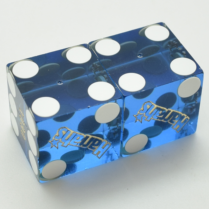 Harrah's Casino Las Vegas Nevada Blue Used Pair of Matching Number Dice