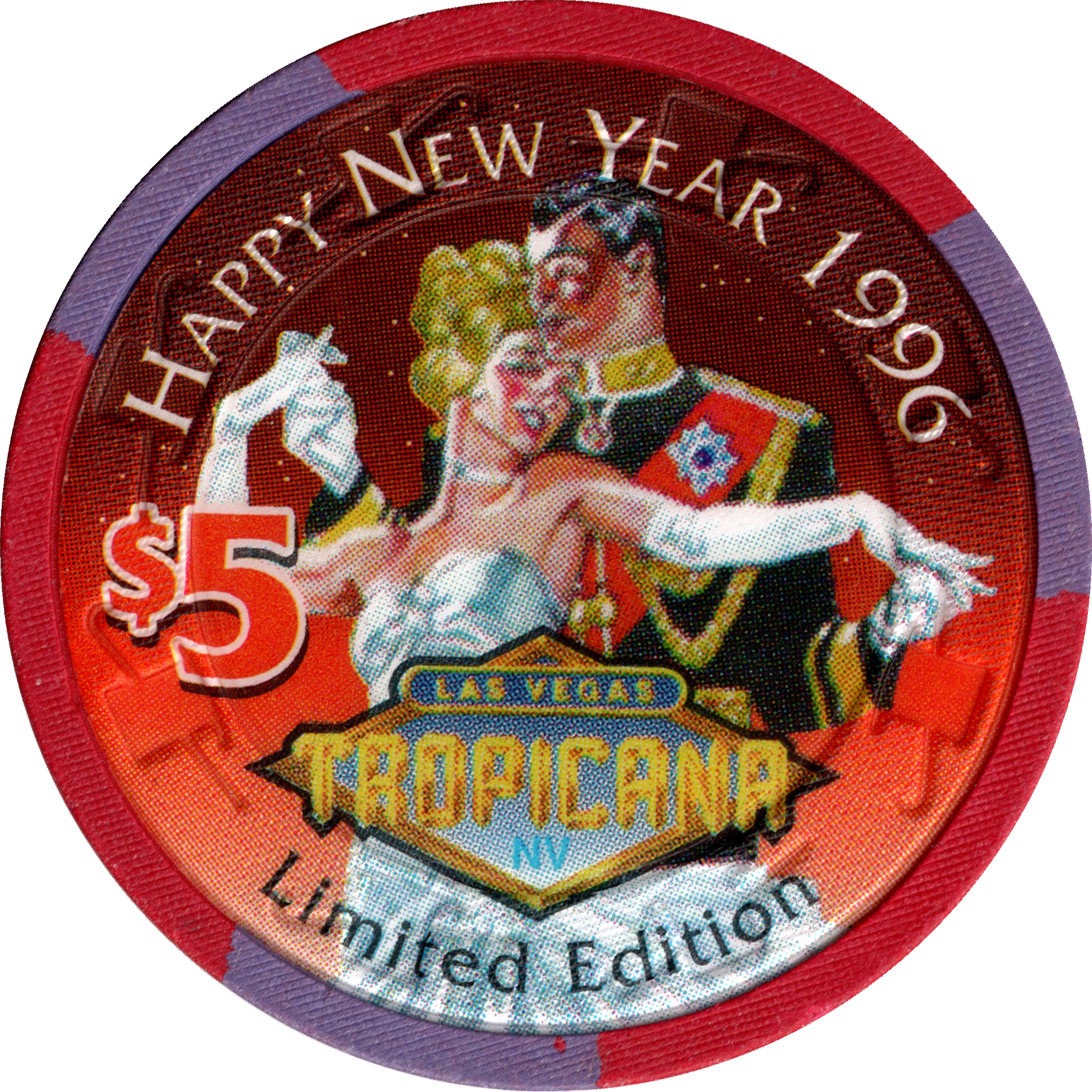 Tropicana Casino Las Vegas Nevada $5 New Year 1996 Chip