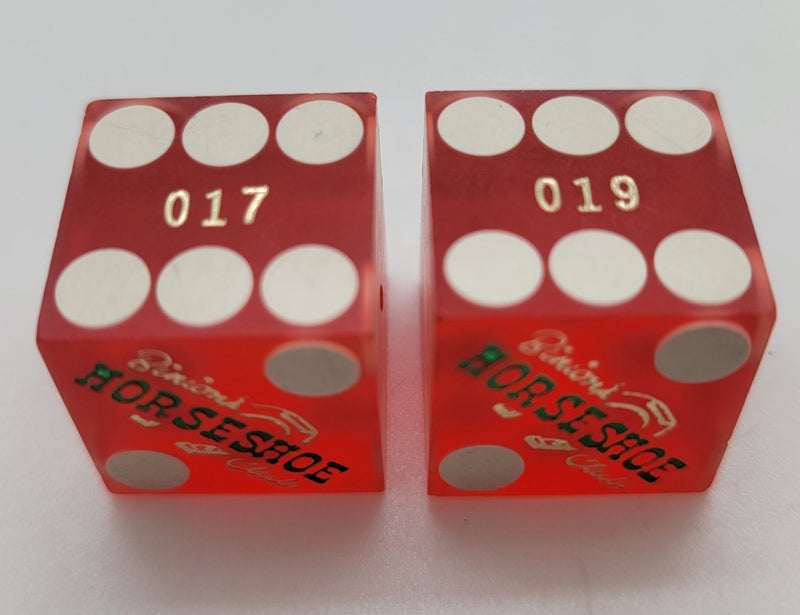 Binion's Horseshoe Club Las Vegas Red Dice Pair Matching Logo