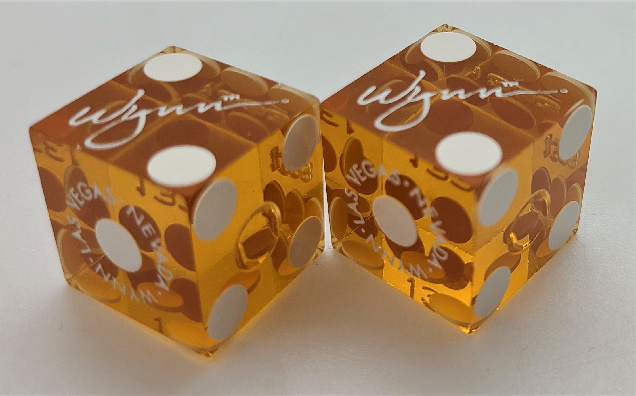 Wynn Hotel and Casino Las Vegas Nevada Orange Dice Pair Matching Numbers