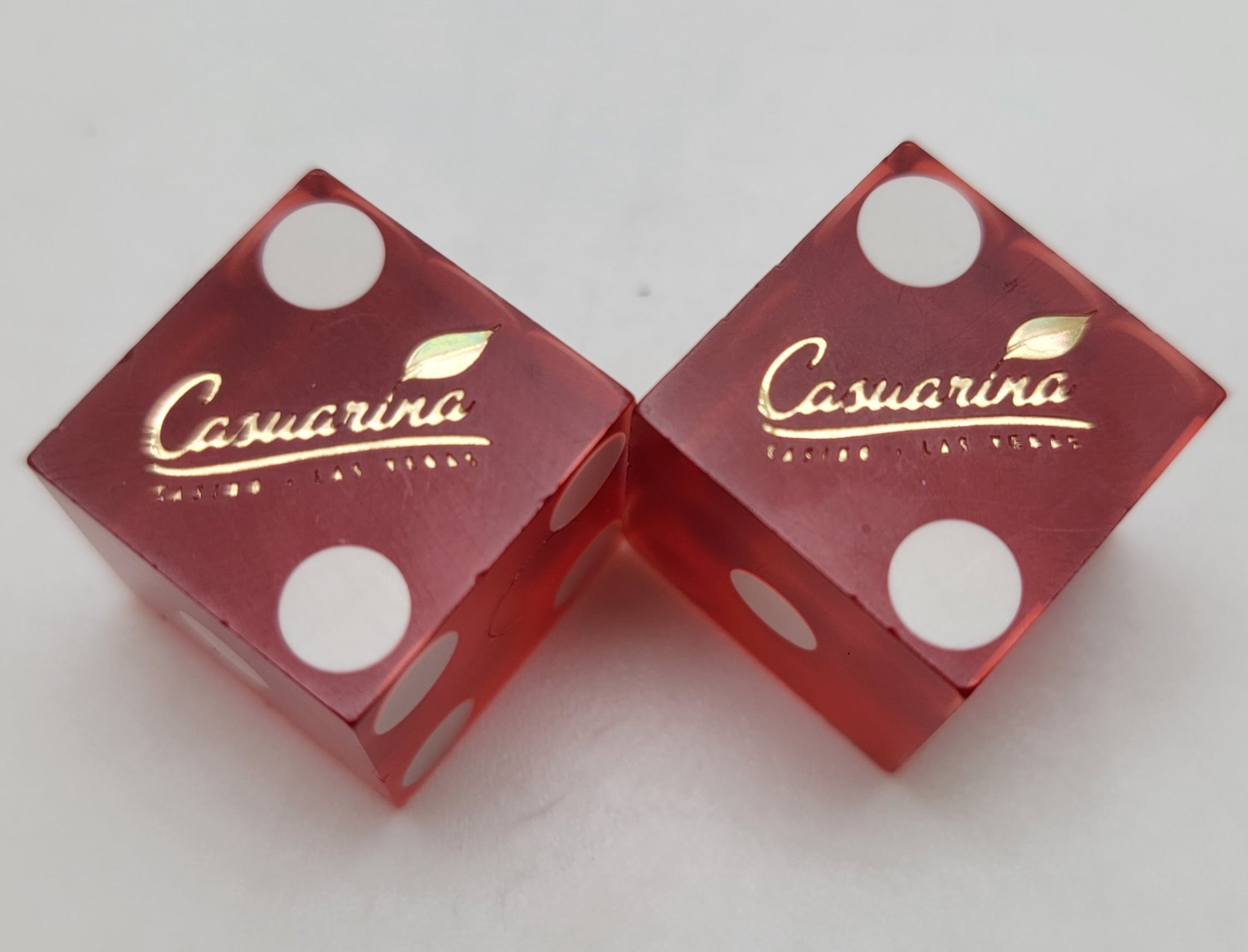 Casuarina Las Vegas Red Dice Pair Matching Logos