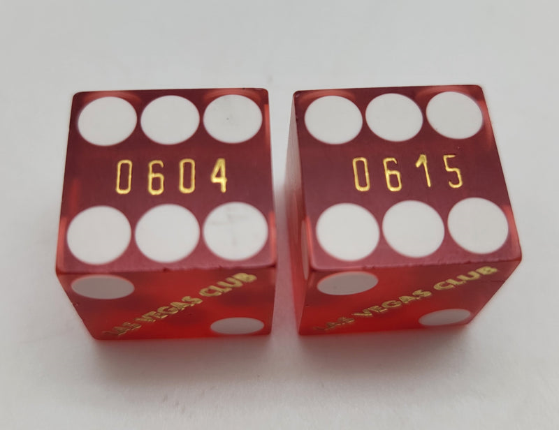 Las Vegas Club Las Vegas Nevada Red Dice Pair