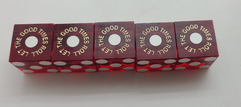 Palms Used Red Las Vegas Casino Dice Stick of 5 Matching Numbers