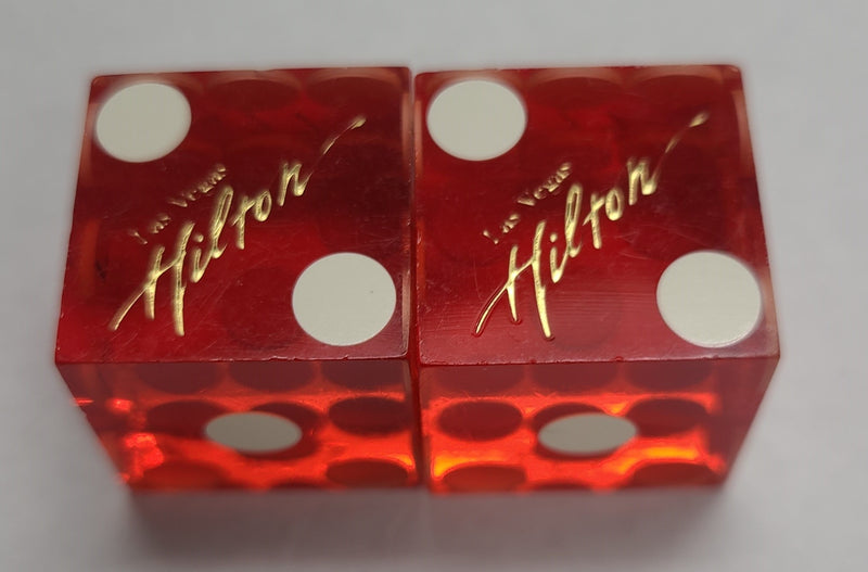 Hilton Las Vegas Nevada Red Dice Pair Matching Numbers