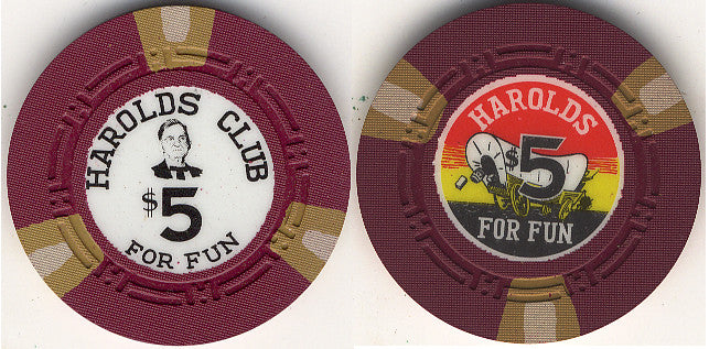 Harolds Club Reno $5 chip Pappy Smith #3 1965 - Spinettis Gaming