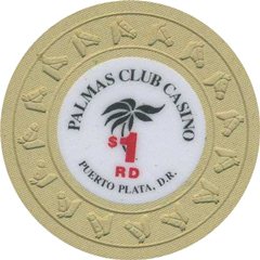 Palmas Club Casino $1 Chip Puerto Plata, Dominican Republic Beige