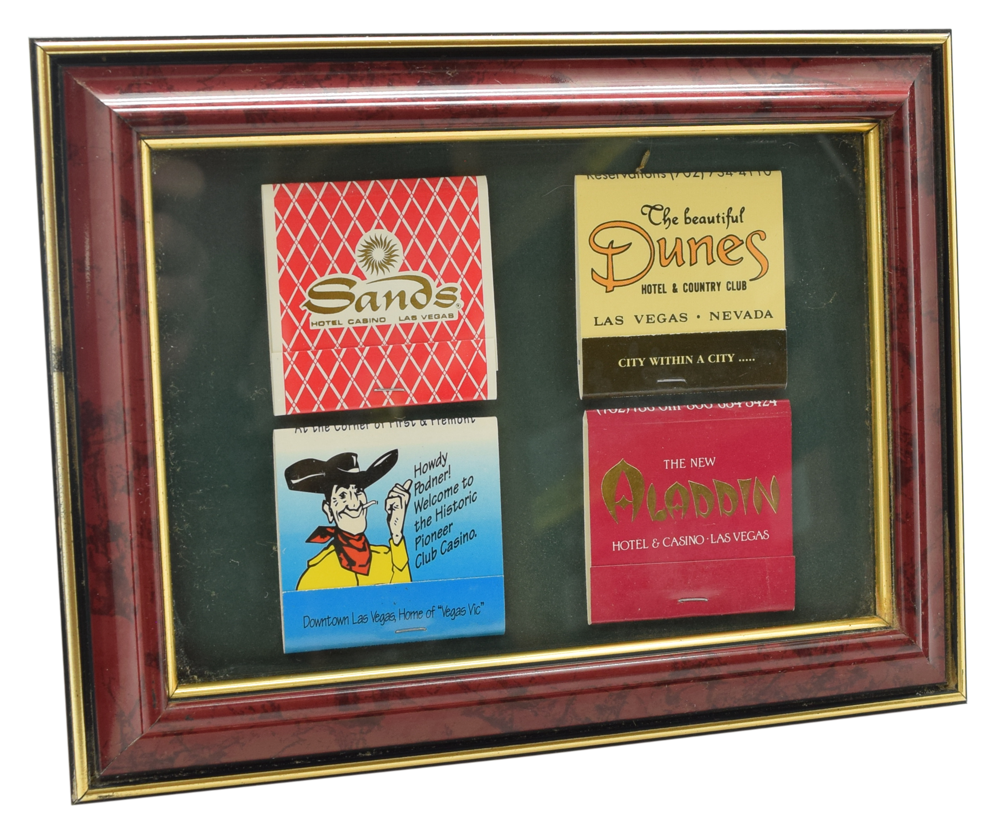 Las Vegas 4 Framed Casino Matchbook Covers