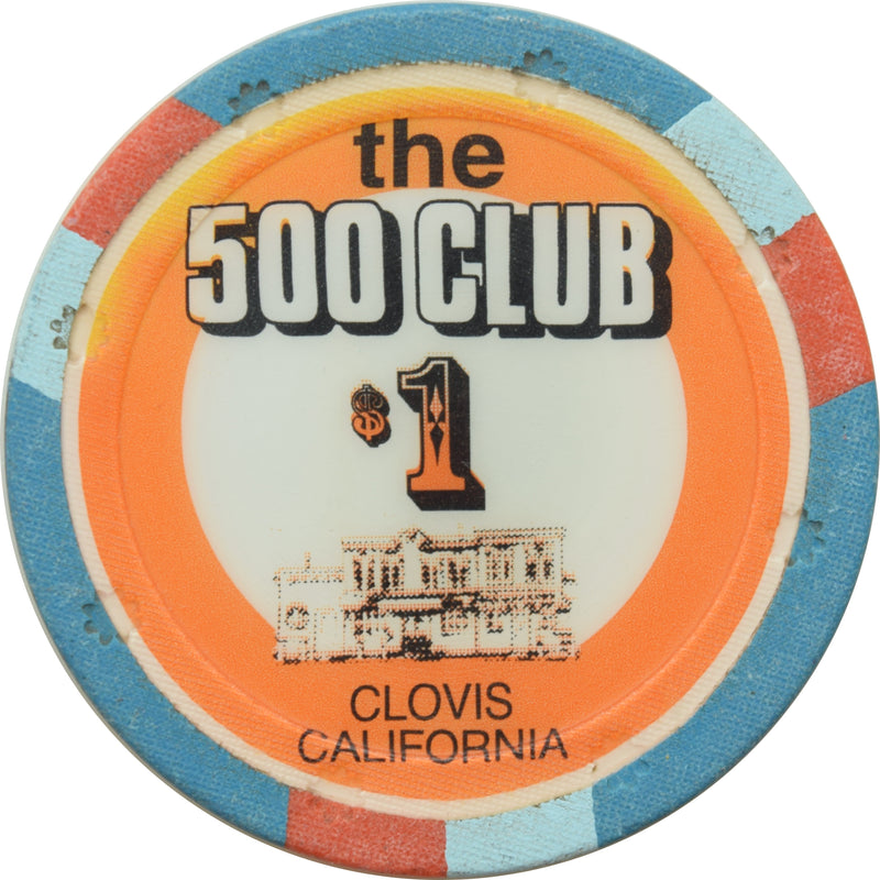 500 Club Casino Clovis California $1 Large Inlay Chip