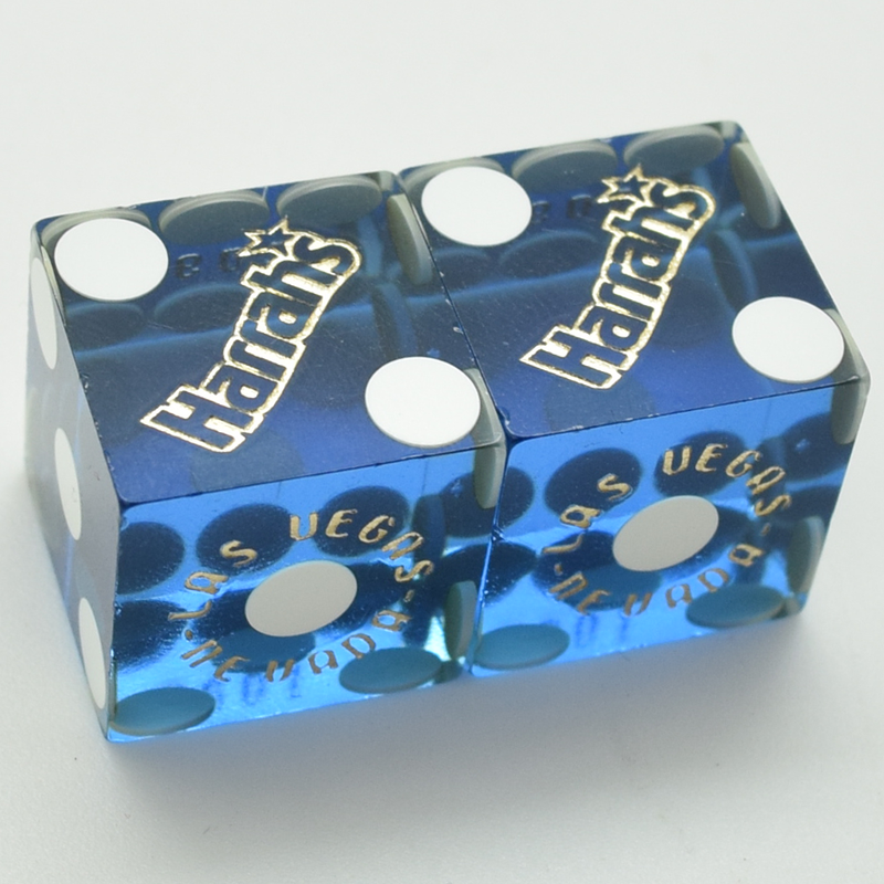 Harrah's Casino Las Vegas Nevada Blue Used Pair of Matching Number Dice