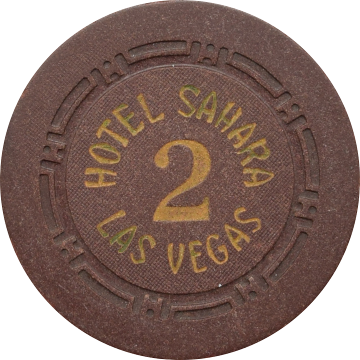 Sahara Casino Las Vegas Nevada Brown Roulette 2 Chip 1950s