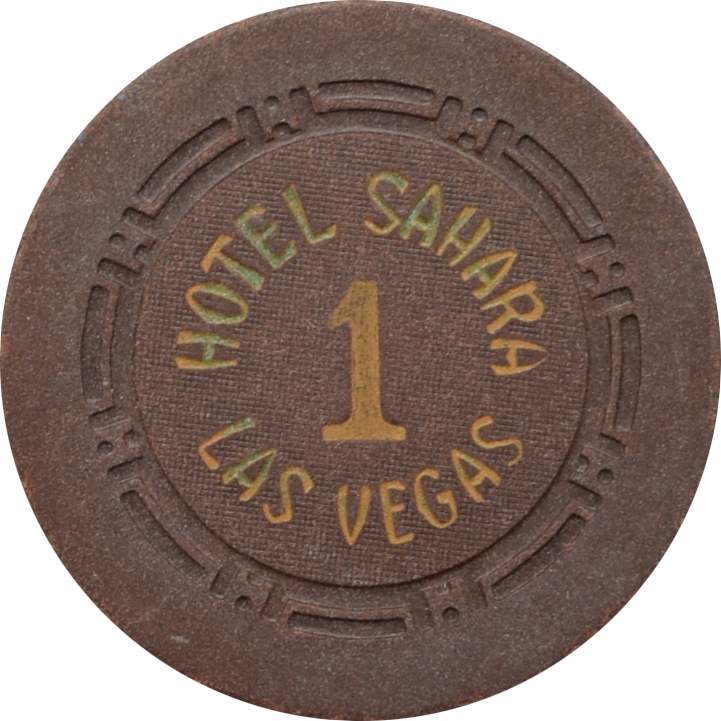 Sahara Casino Las Vegas Nevada Brown Roulette 1 Chip 1950s