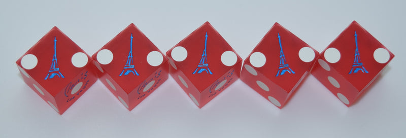 Paris Casino Stick of 5 Used Dice Las Vegas Nevada 2000's