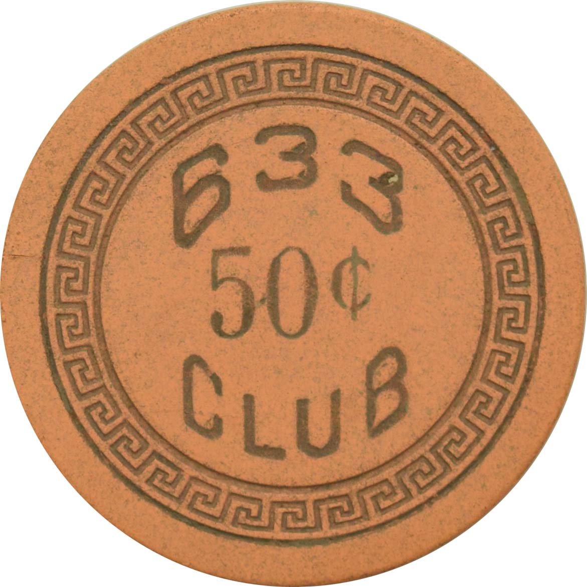 633 Club/Flamingo Club Illegal Casino Newport Kentucky 50 Cent Small Key Yellow Chip