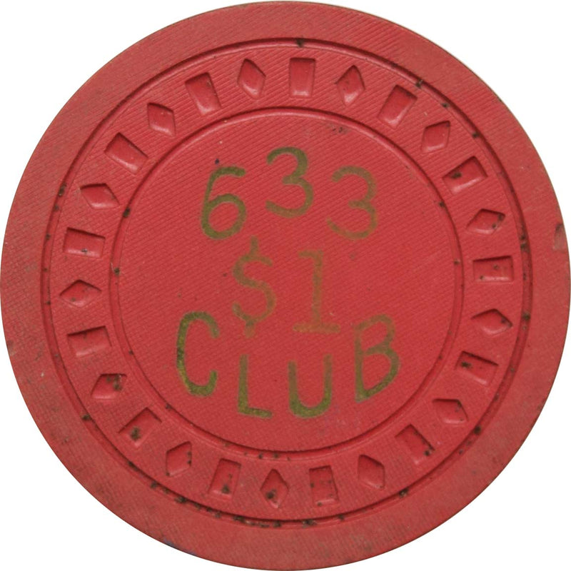 633 Club/Flamingo Club Illegal Casino Newport Kentucky $1 DiaSqr Chip