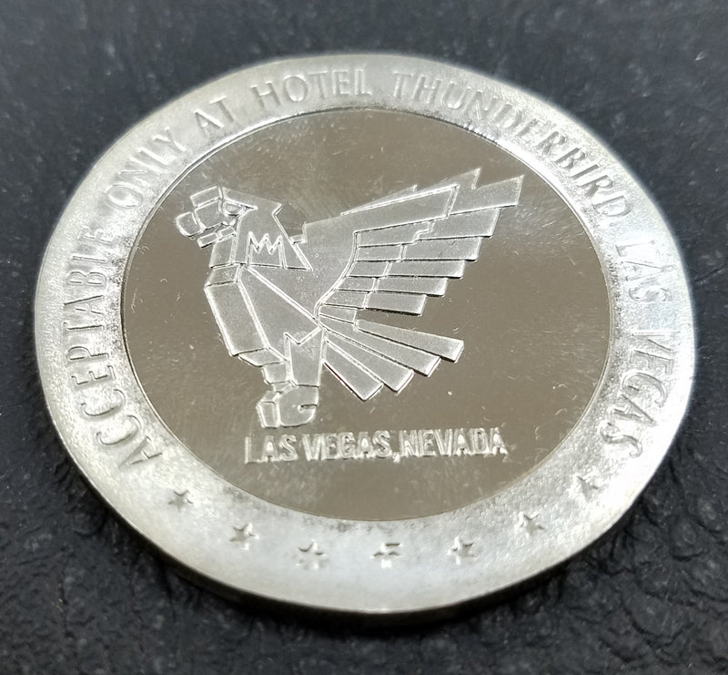 Thunderbird $5 Proof Like 44mm Casino Token Las Vegas Nevada 1967