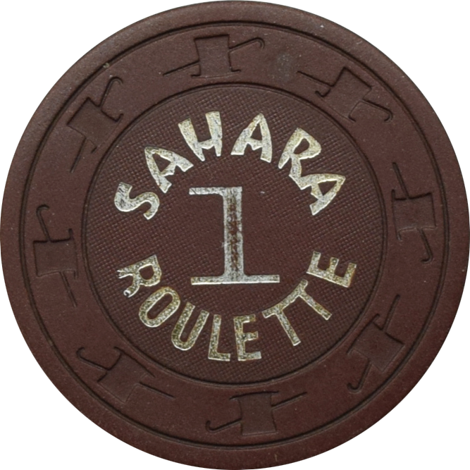 Sahara Casino Las Vegas Nevada Brown Roulette 1 Chip 1980s