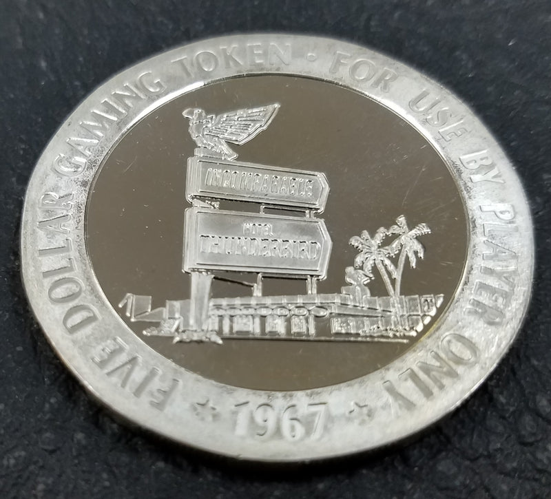 Thunderbird $5 Proof Like 44mm Casino Token Las Vegas Nevada 1967