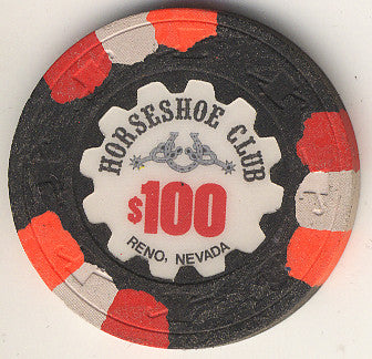 HorseShoe Club $100 (black) chip - Spinettis Gaming - 1