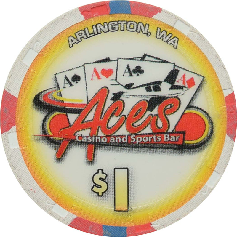 Aces Casino & Sports Bar Casino Arlington Washington $1 Chip