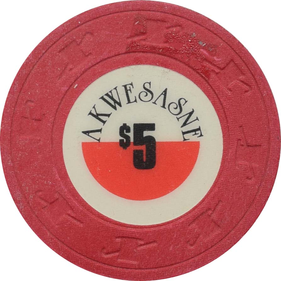 Akwesasne Mohawk Casino Hogansburg New York $5 Chip