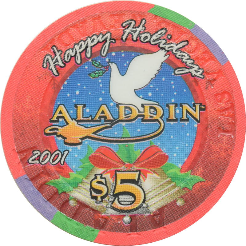 Aladdin Casino Las Vegas Nevada $5 Happy Holiday's Chip 2001