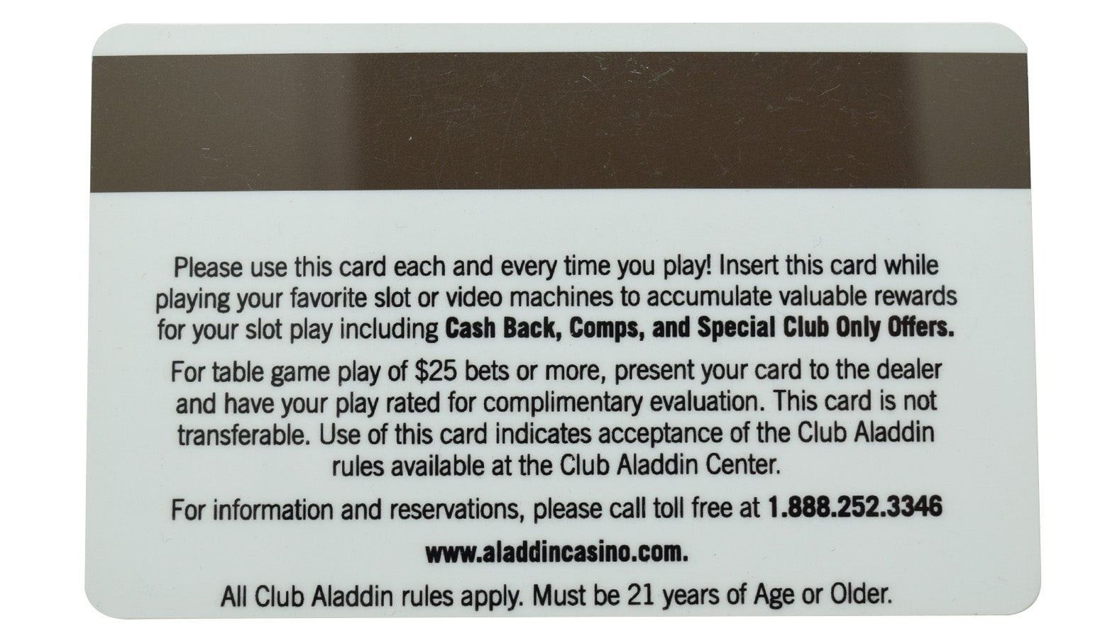 Aladdin Casino Las Vegas Nevada Sly LX Hotel Room Key