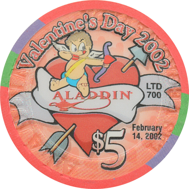 Aladdin Casino Las Vegas Nevada $5 Valentine's Day Chip 2002